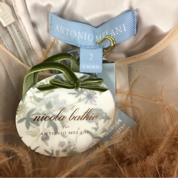 Antonio Melani x Nicola Bathie Rose Gold Sequin Feather Emelia Dress Sz2 NEW - Picture 13 of 13